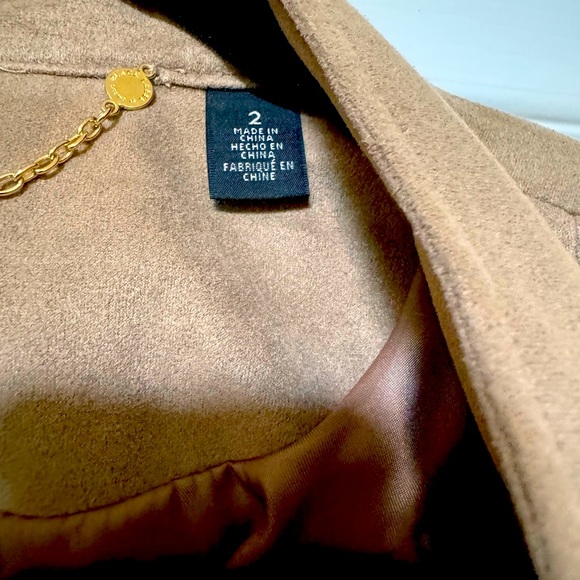 Chicos Size 2 Tan Suede Jacket lined new no tags. Super soft. Womens 12-14! - Picture 2 of 4
